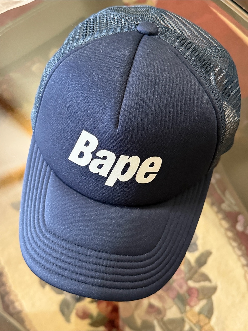 Authentic a bathing ape bape- bape logo mesh cap trucker hat